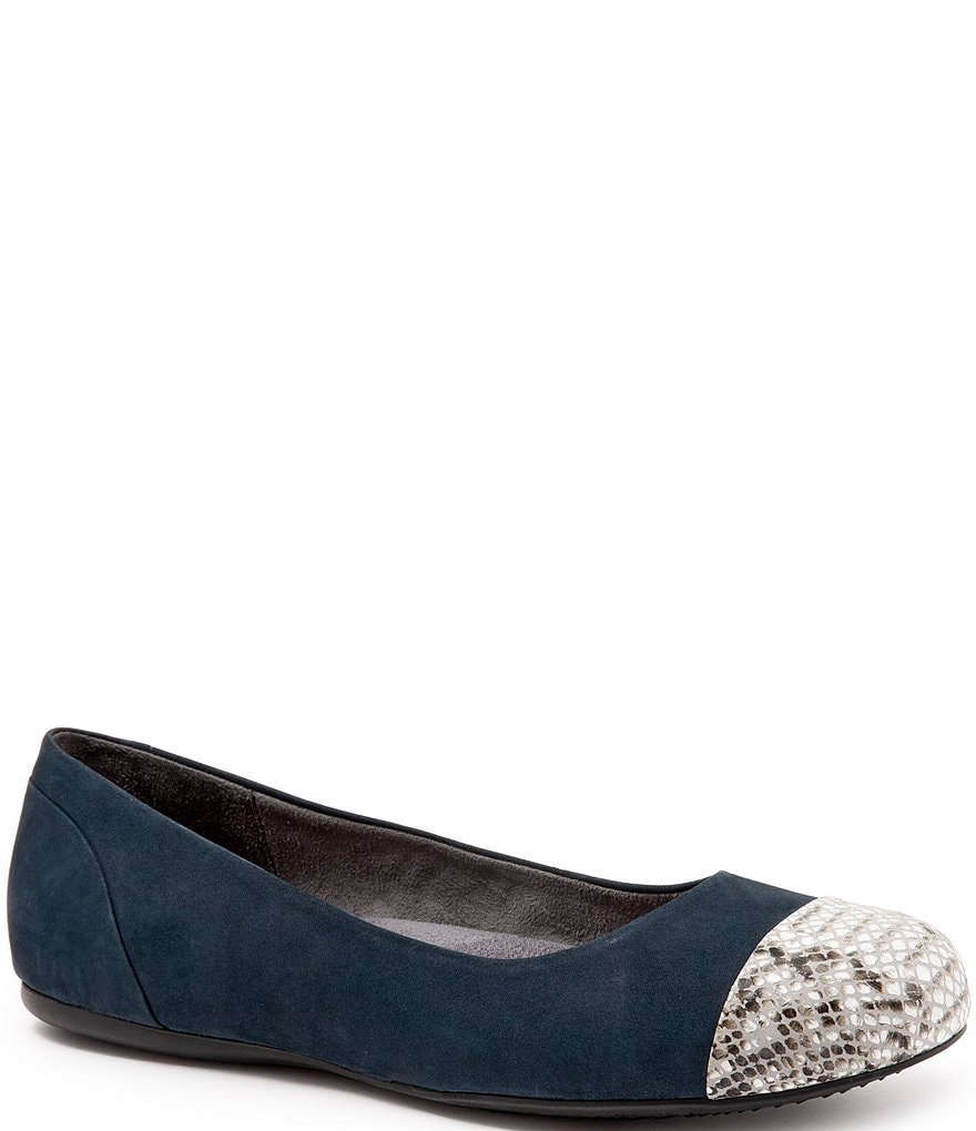 SoftWalk Sonoma Suede & Leather Cap Toe Ballet Flats