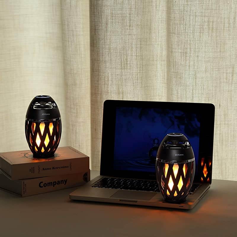 2 Pack Led Flame Table lamp Torch Atmosphere Bluetooth SpeakersampOutdoor Portable Stereo Speaker with HD Audio and Enhanced BassLED flickers Warm Yellow Lights BT42 for iPhoneiPadAndroid