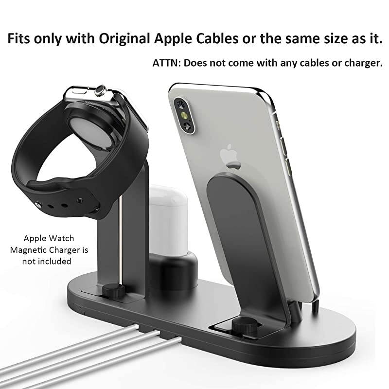 3 in 1 Charging Stand Compatible with iWatch Series 54321 AirPods and iPhone XsX MaxXRX88Plus77 Plus 6S 6S PlusOriginal Charger amp Cables Required Black