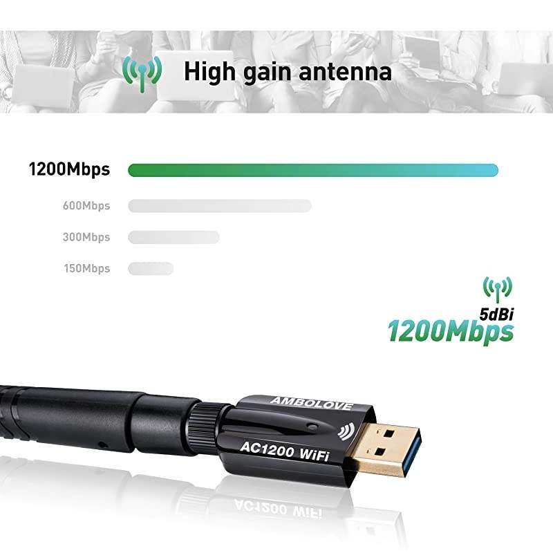 USB WiFi Adapter for PC1200Mbps  USB Wireless Network AdapterDual Band 24G5G Mini WiFi Card Dongle for DesktopLaptop Supports WindowsMacLinux