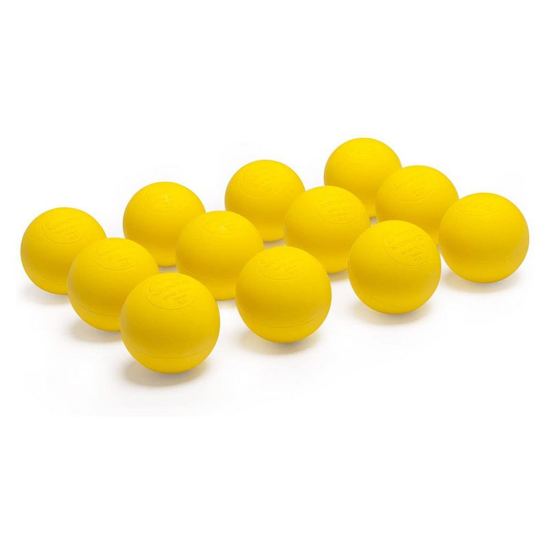 Champion Sports 12 Pack Official Size Molded Rubber Bulk Lacrosse Regulation Balls for Indoor or Outdoor Gameplay and Practice, Yellow