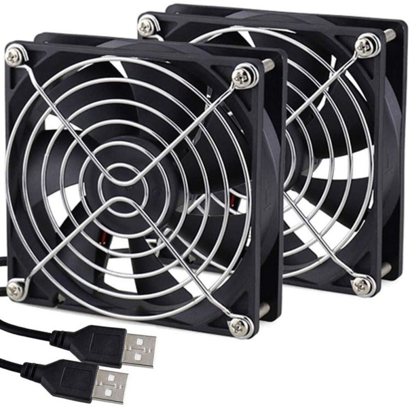 2 Packs Wathai 92mm x 25mm 90mm 5V USB Fan for Receiver AV cabint Game Console PC Laptop TV Box Projector Router Cooling