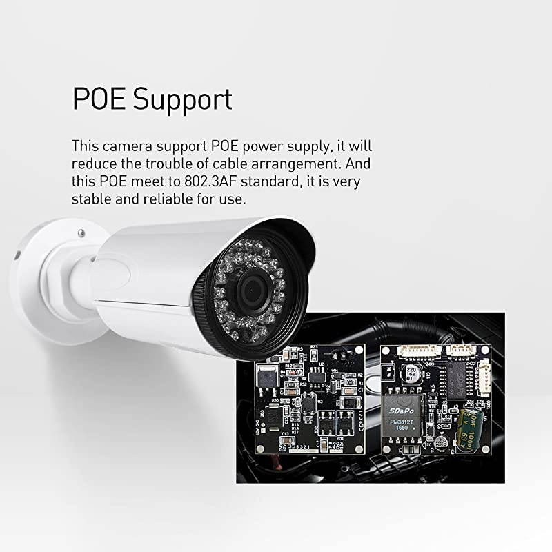 Outdoor Security IP Camera POE  H265 HD 3MP 1080P 2MP 36 LED Night Vision Motion Detection Waterproof Bullet Camera ONVIF P2P CCTV Cam with IRCut Surveillance SystemI6038P White