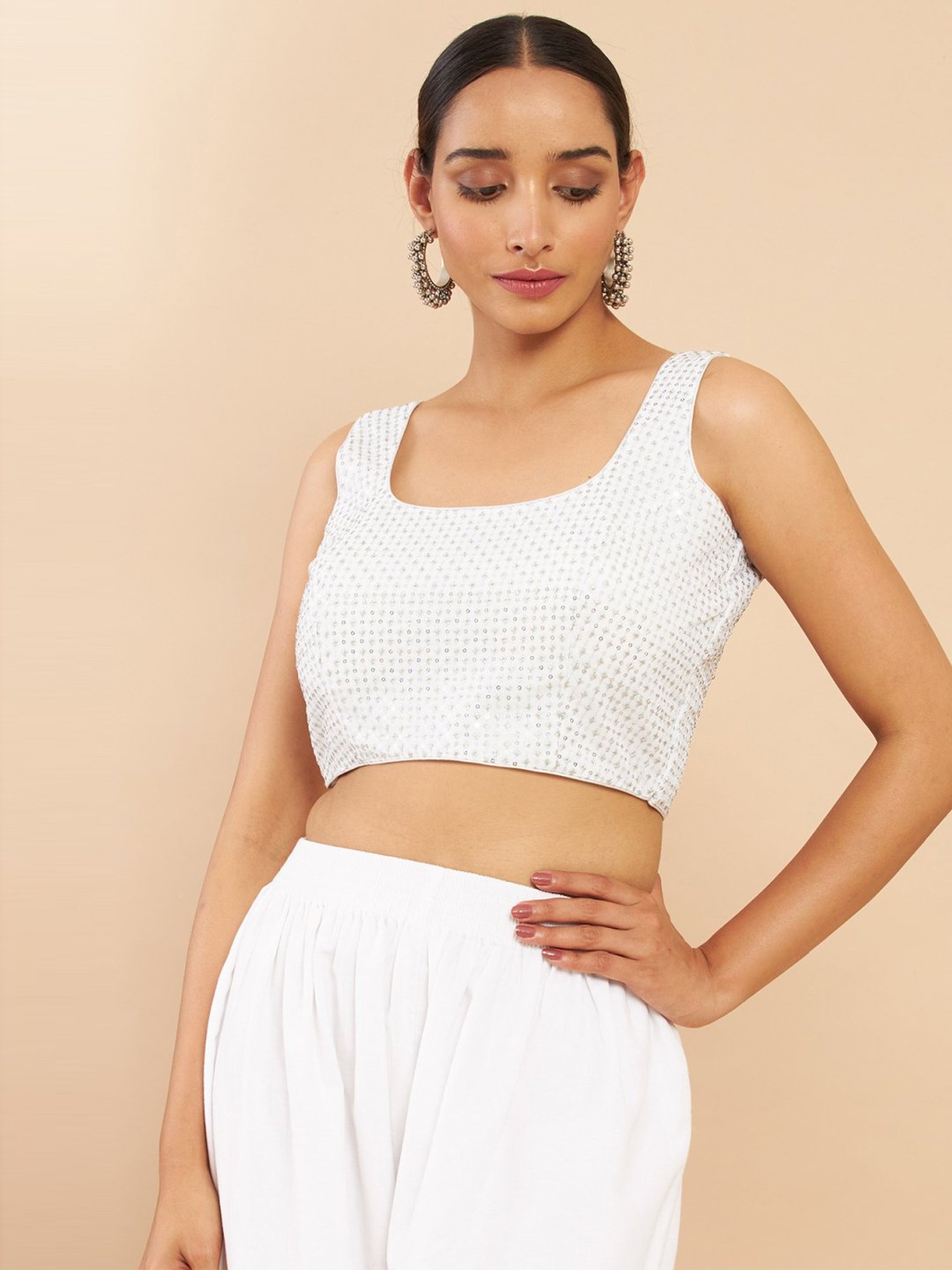 Soch Silver Embellished Readymade Blouse