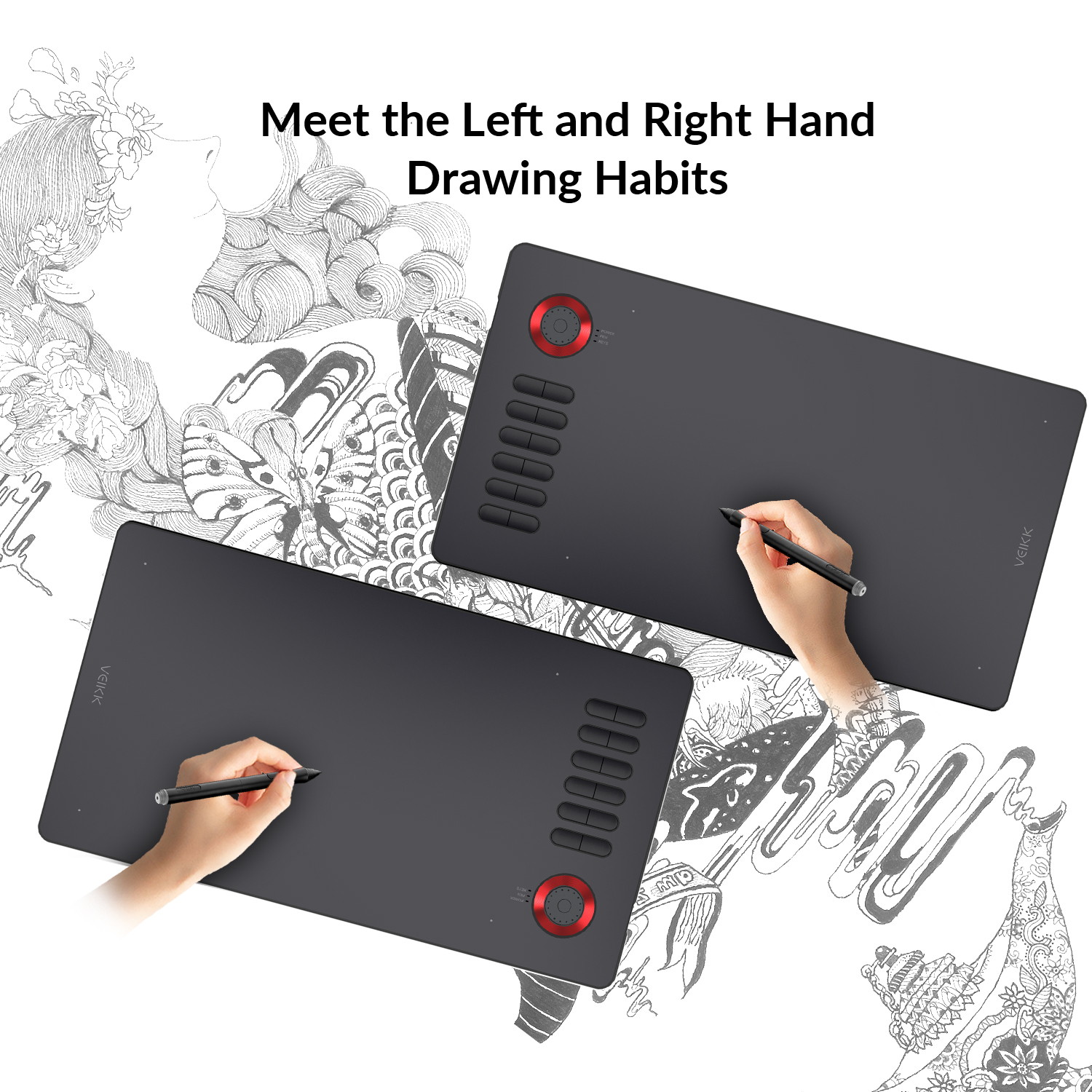 VEIKK A15 Pro Graphics Drawing Tablet 10 x 6 inch Digital Drawing Tablet with 12 Hotkeys and a Quick Dial (8192 Level Pressure Battery -Free Stylus)