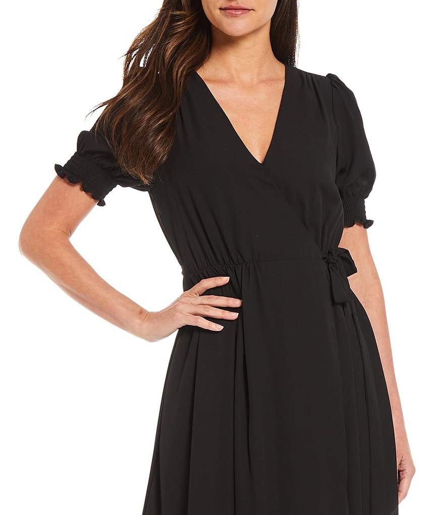 Alex Marie Ashlyn Midi V-Neck Short Sleeve Wrap Dress