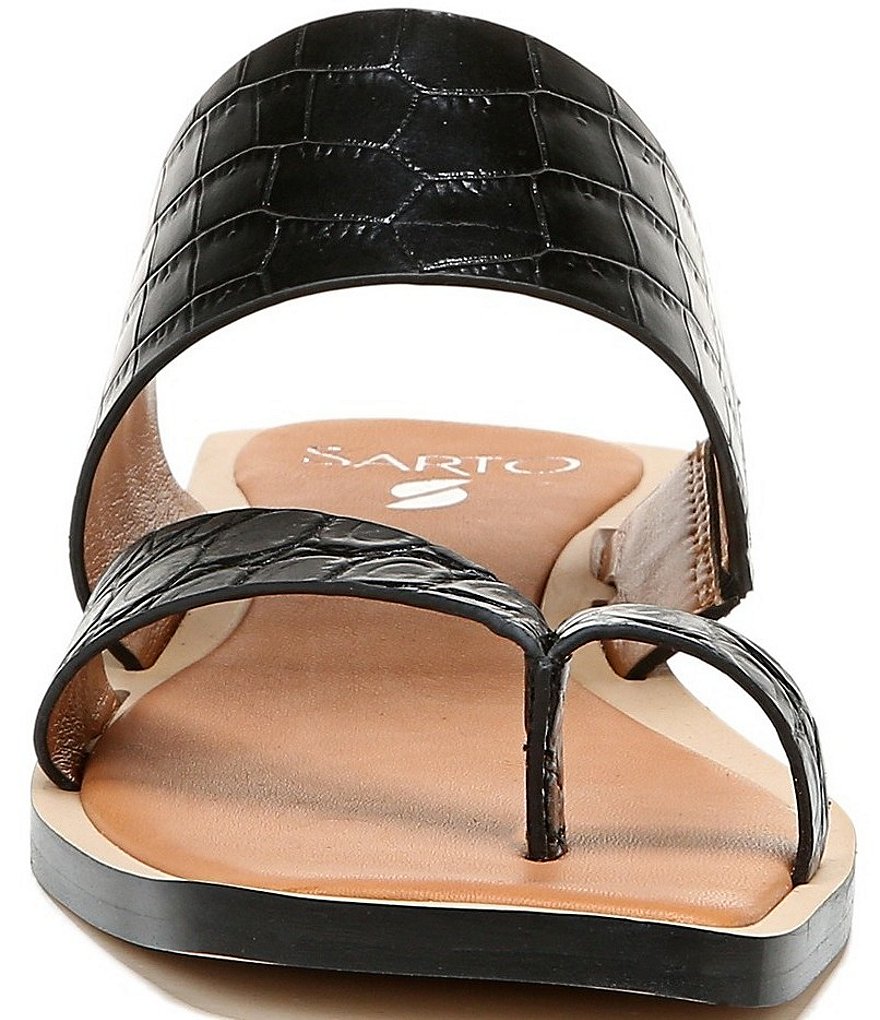 Sarto by Franco Sarto Ediana Croco Print Leather Toe Ring Square Toe Sandals