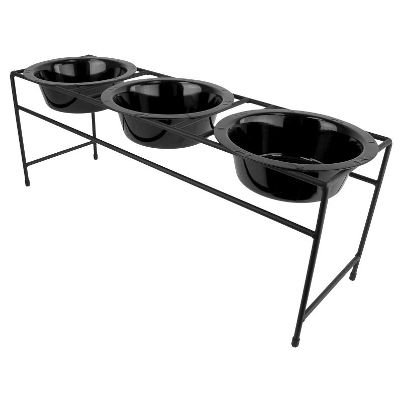 Platinum Pets Modern Triple Dog Diner Feeder Midnight Black - 6.25 cup