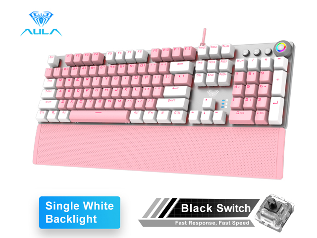 AULA F2058/F2088 Mechanical Gaming Keyboard wrist rest Multimedia Knob, Marco Programming metal panel LED Backlit keyboard for Computer Gamer