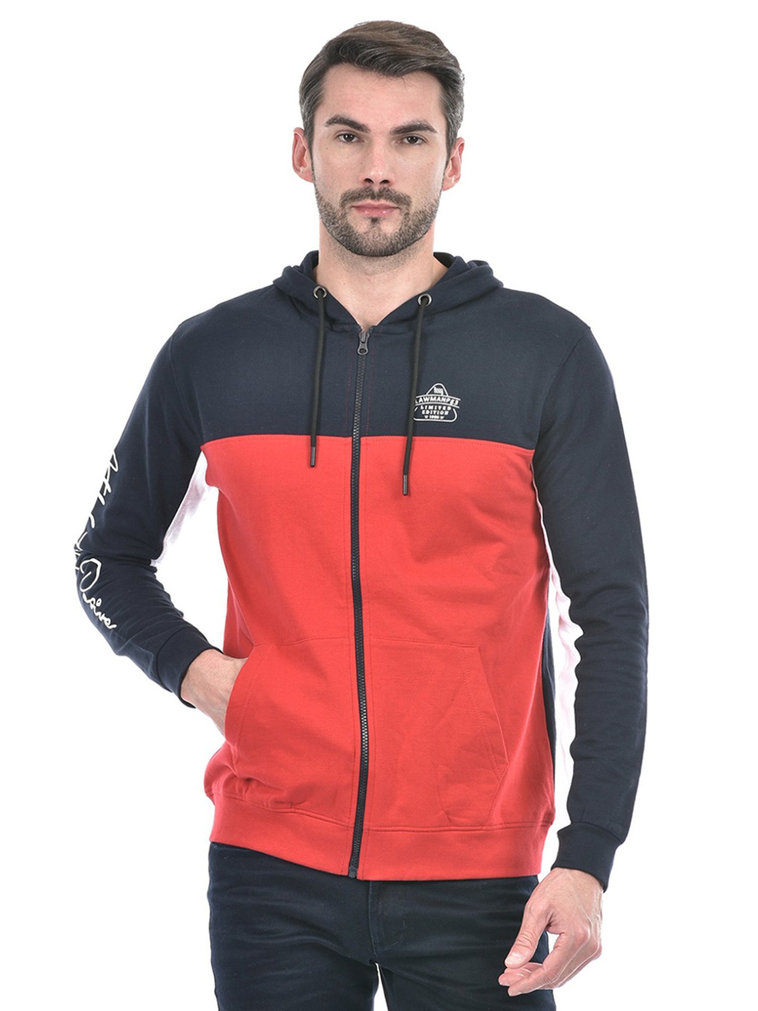Lawman Multicolored Regular Fit Colour Block Hooded Sweatshirts