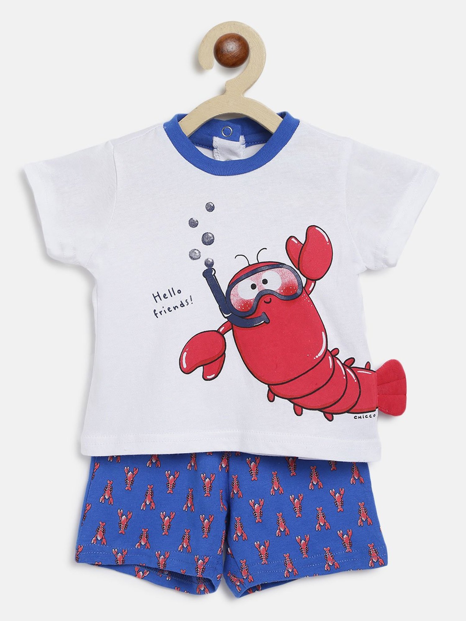 Chicco Kids White & Blue Printed T-Shirt with Shorts