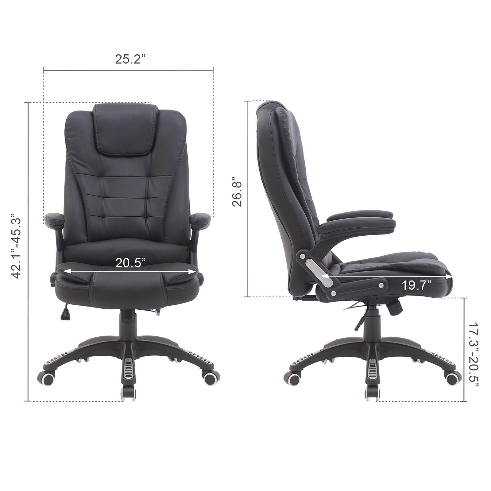 YOUTHUP Office Chair Computer High Back Adjustable Ergonomic Desk Chair Executive PU Leather Swivel Task Chair with Armrests Lumbar Support,White