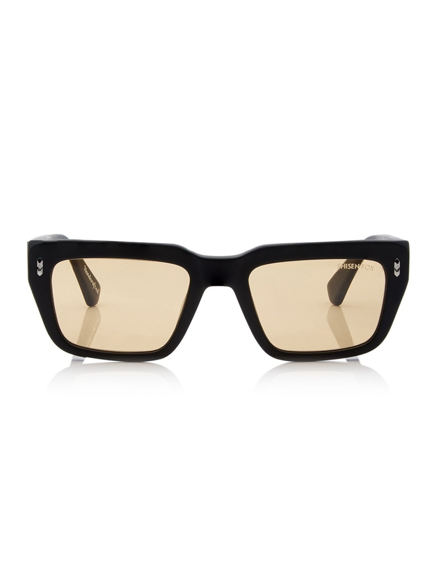 Shisen Fox Habiki Matte Black Rectangular Unisex UV Protection Sunglasses -53 mm