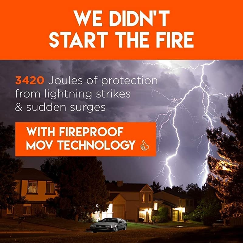 8 Outlet Surge Protector Power Strip - Slim Design Can Power & Protect Your Entire TV, Office, Or Gaming Setup - Advanced Surge Suppressor with 3420 Joules of Protection