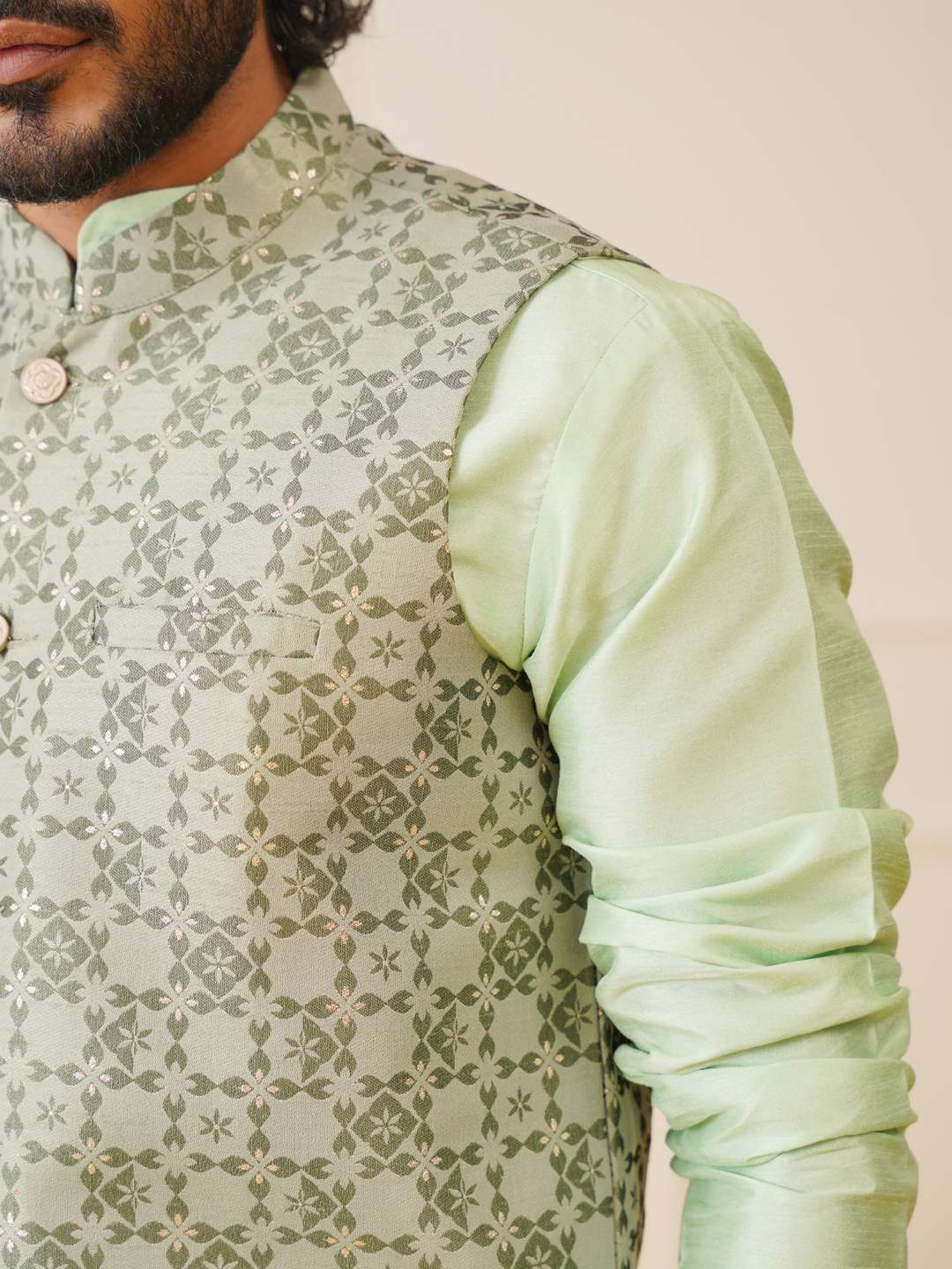 Jompers Pista Regular Fit Embroidered Nehru Jacket