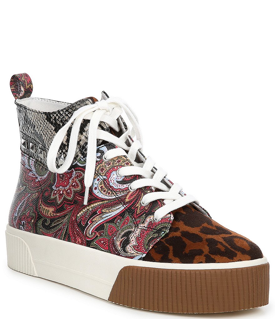 Jessica Simpson Emiliya2 Paisley Mixed Print Studded High Top Platform Sneakers