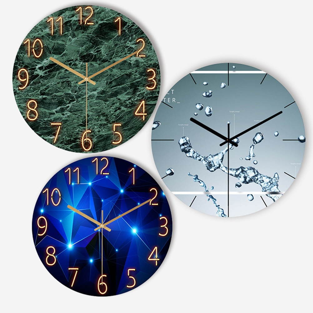 Glass Quartz Wall Clock Modern Silent Clock Hanging Decor for Living Room Bedroom Office (Starry Sky 30)