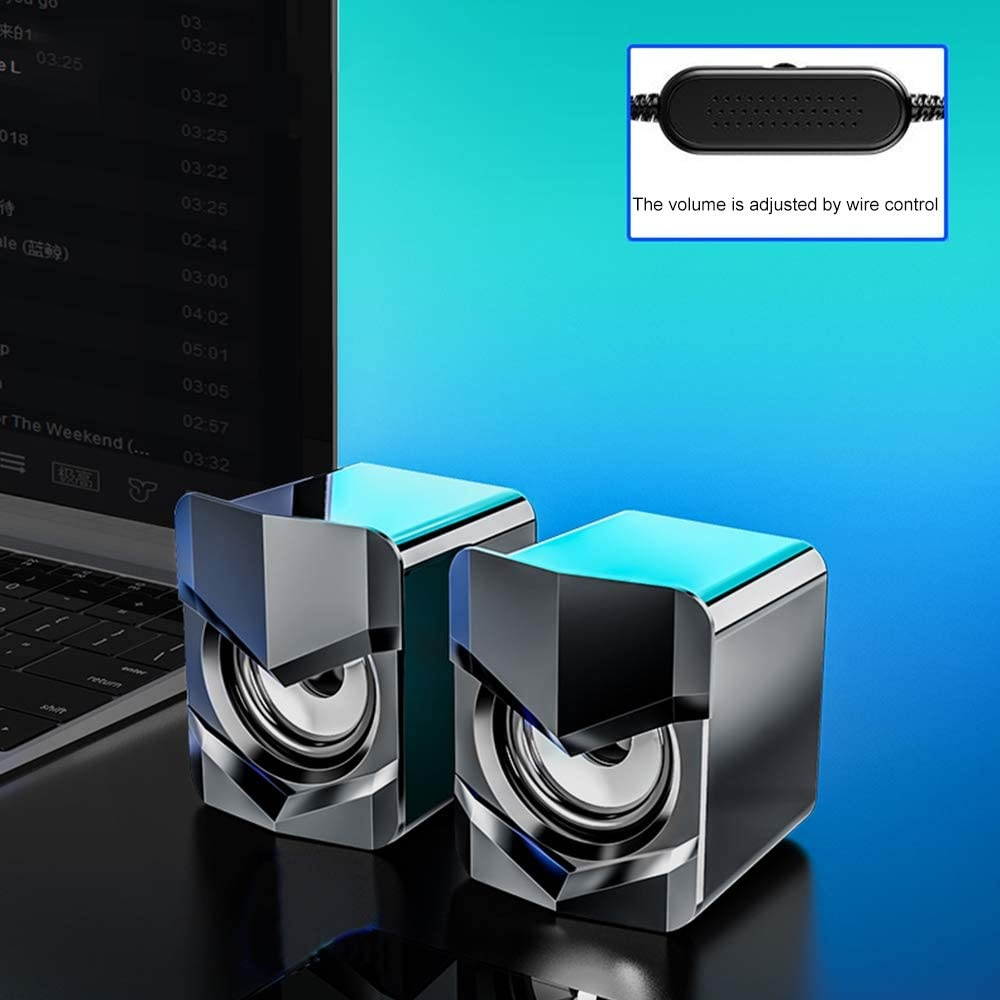 Docooler Wired Computer Speaker D-158 Mini Desktop Computer Speaker Super Bass Subwoofer Music Player Soundbox USB Powered Home Speakers for Cellphone Laptop Universal(Without Light/with Light)