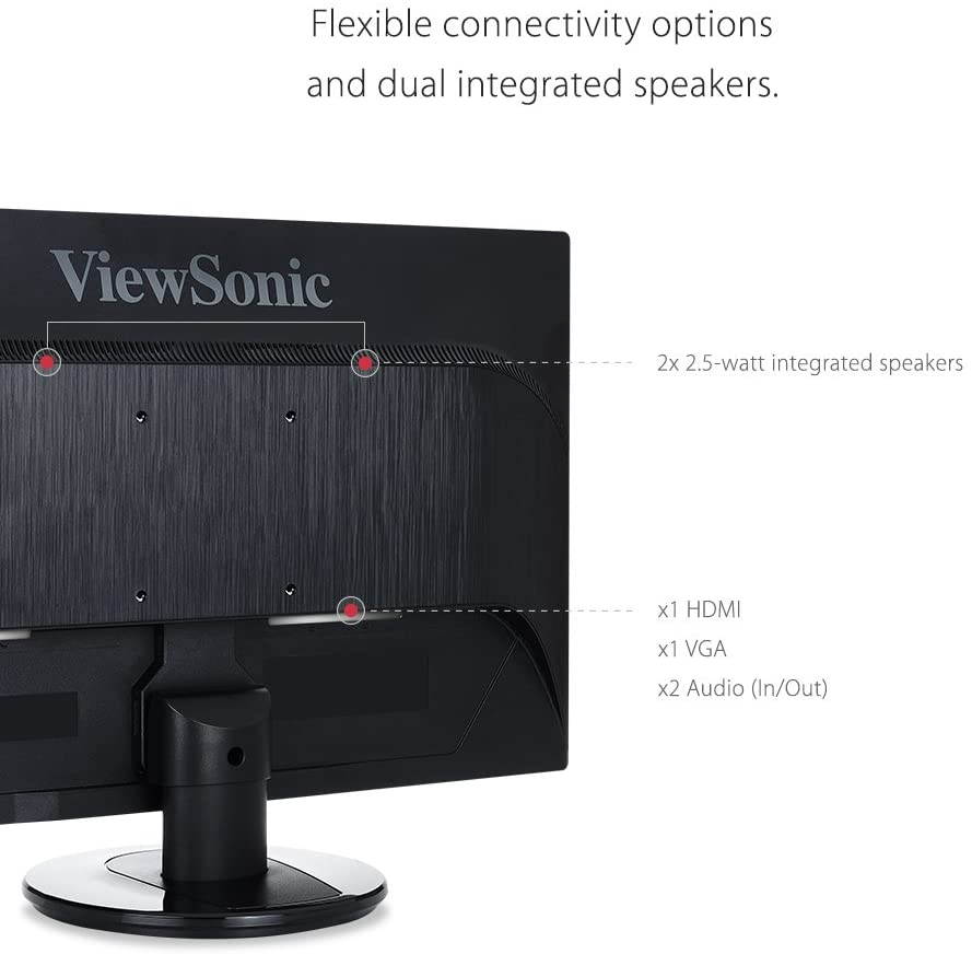 LED 24 Inch Full HD 1080p LED Monitor with HDMI and VGA Inputs for Home and Office,Black