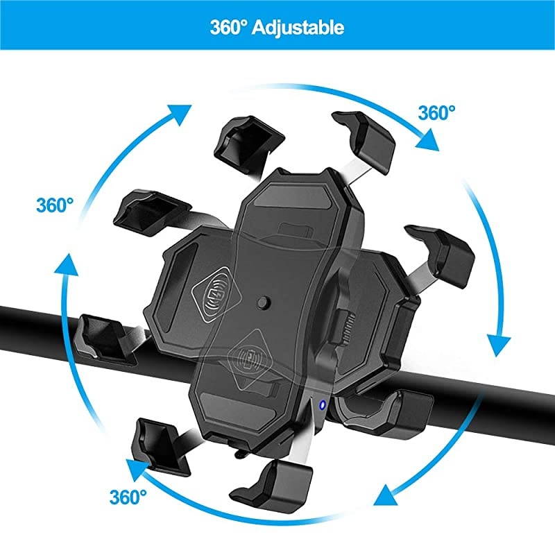 Waterproof Motorcycle Wireless 15W Qi/ USB Quick Charger 3.0 Phone Holder 2 in 1 Mount on 22-32mm Handlebar or Rear-View Mirror Fast Charging for 3.5-6.8 inch Cellphones
