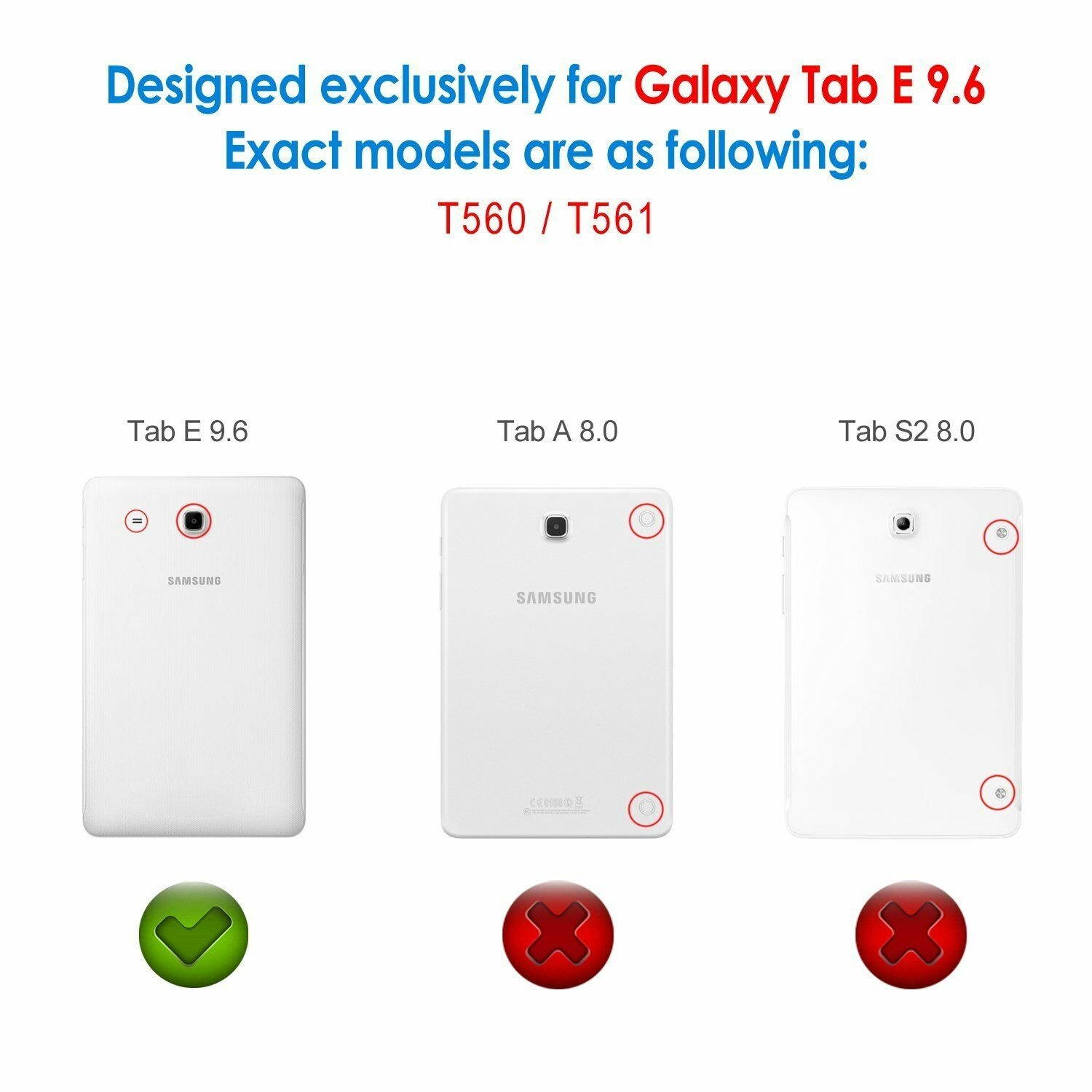 JETech Case for Samsung Galaxy Tab E and Tab E Nook 9.6 Tablet Black