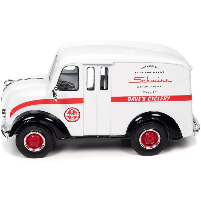 1950 Divco Delivery Truck "Schwinn" White with Red Stripe 1/24 Diecast Model Car by Autoworld