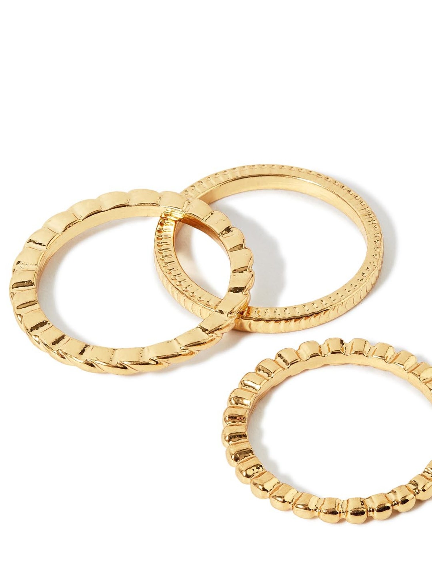 Accessorize London Super Classics Golden Casual Ring - Set of 3
