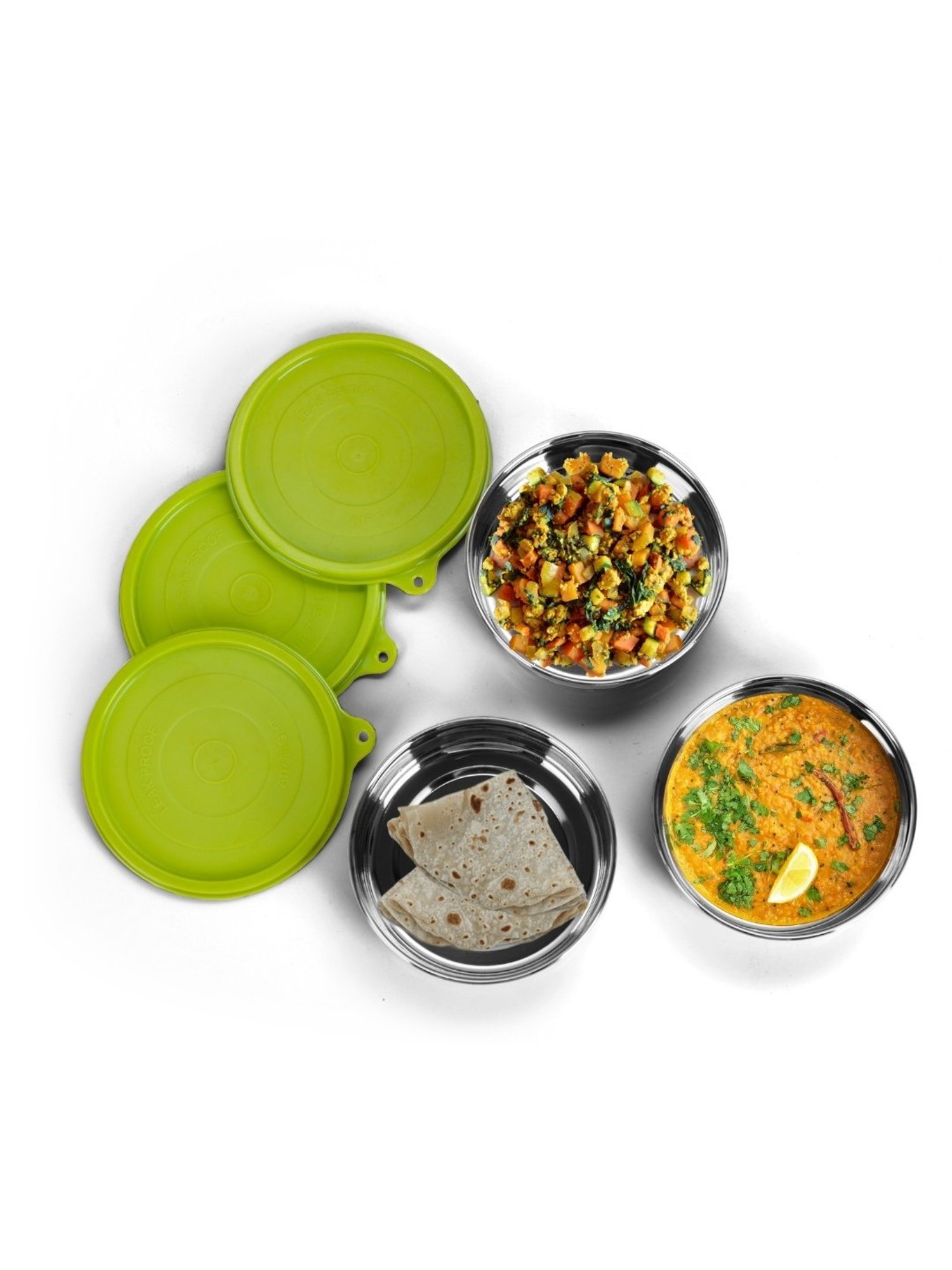 Borosil Grey Stainless Steel Lunch Box - Set of 4