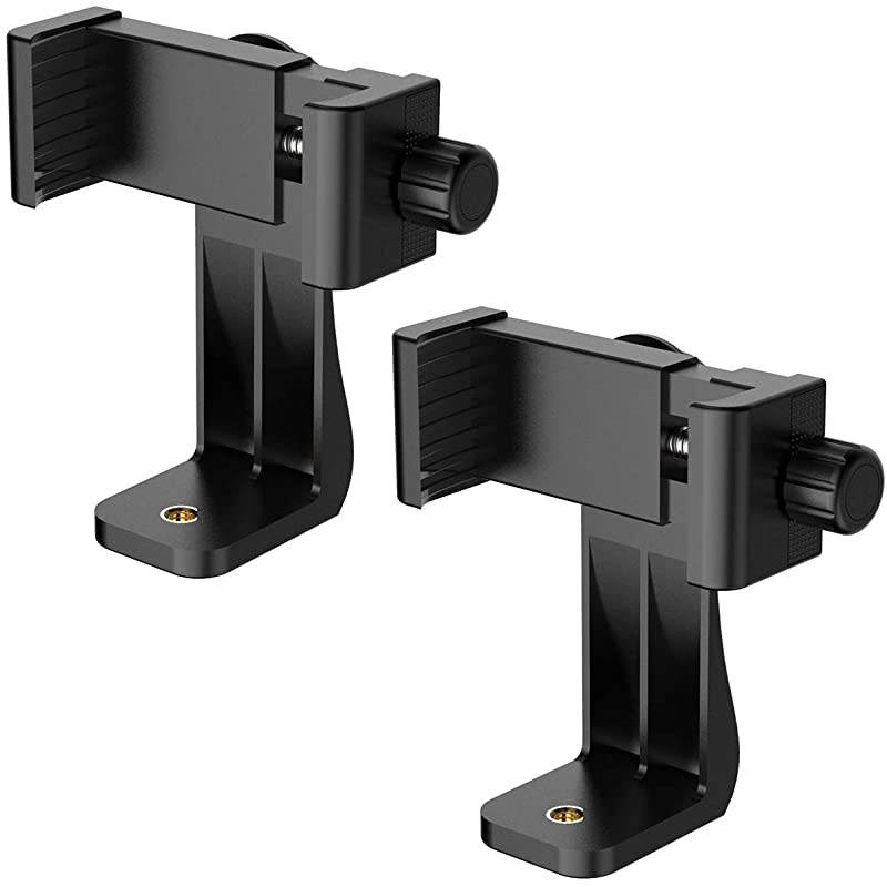 2pcs Universal Cell Phone Tripod Mount Adapter Smartphone Holder Mount Clip for iPhone 8 8plus X, 7 7plus 6 6s 6plus, Samsung, Huawei P9 Honor 8 and More Phones, Selfie Monopod Adjustable Clamp