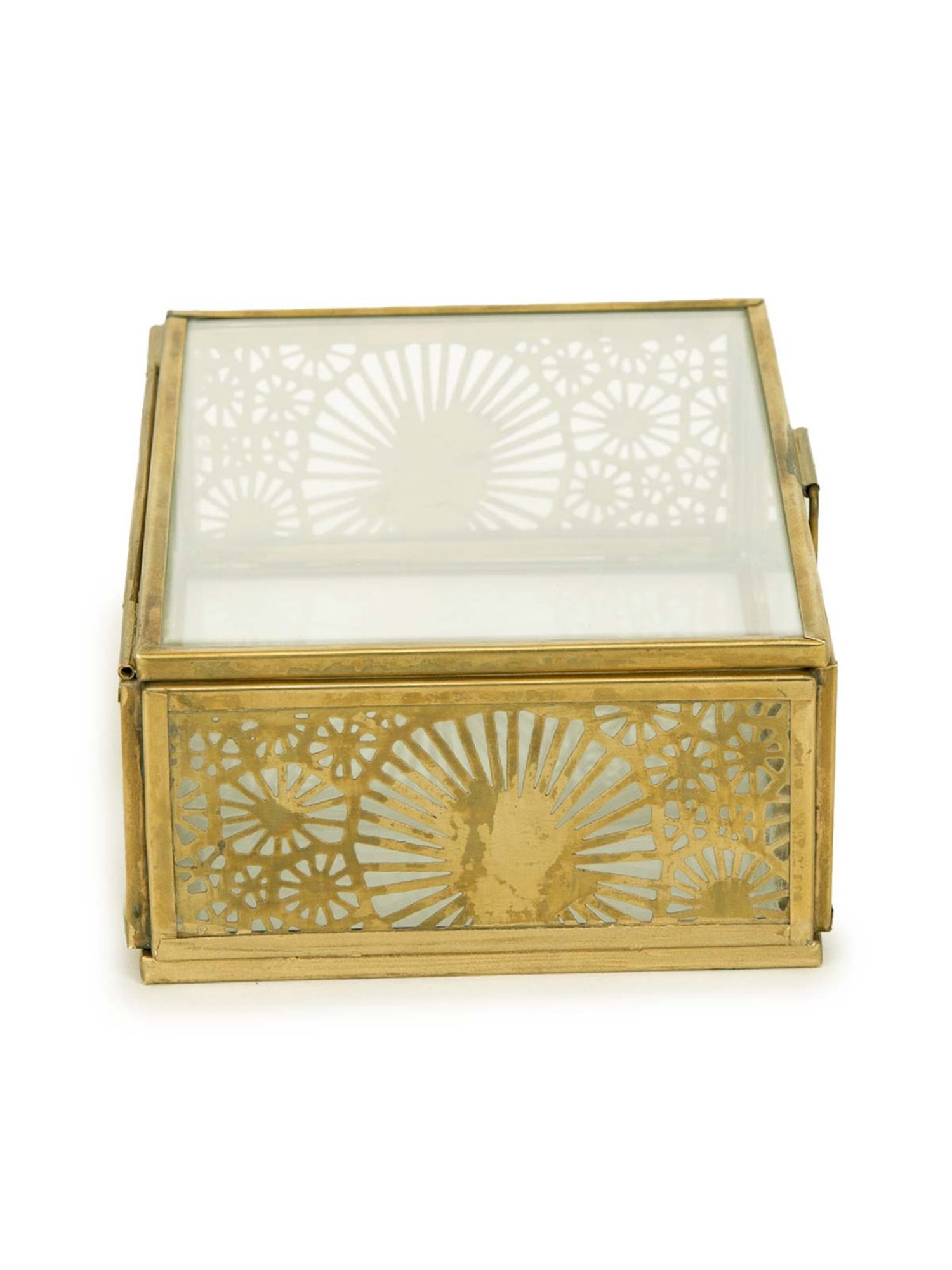 Home4U Gold Glass Small Gris Antique Box