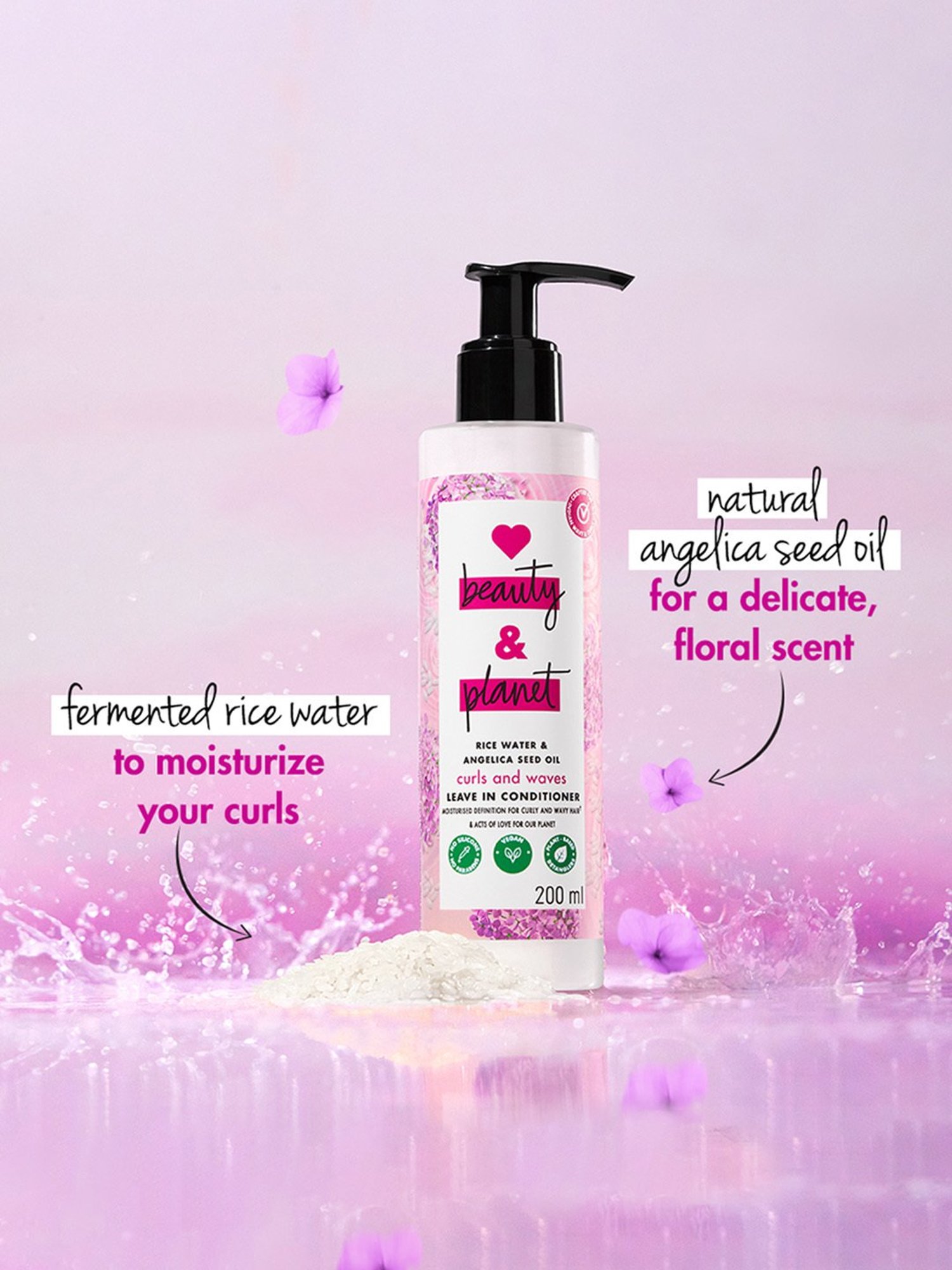 Love Beauty & Planet Rice Water & Angelica Seed Oil Curls and Waves Leave-In Conditioner - 200 ml