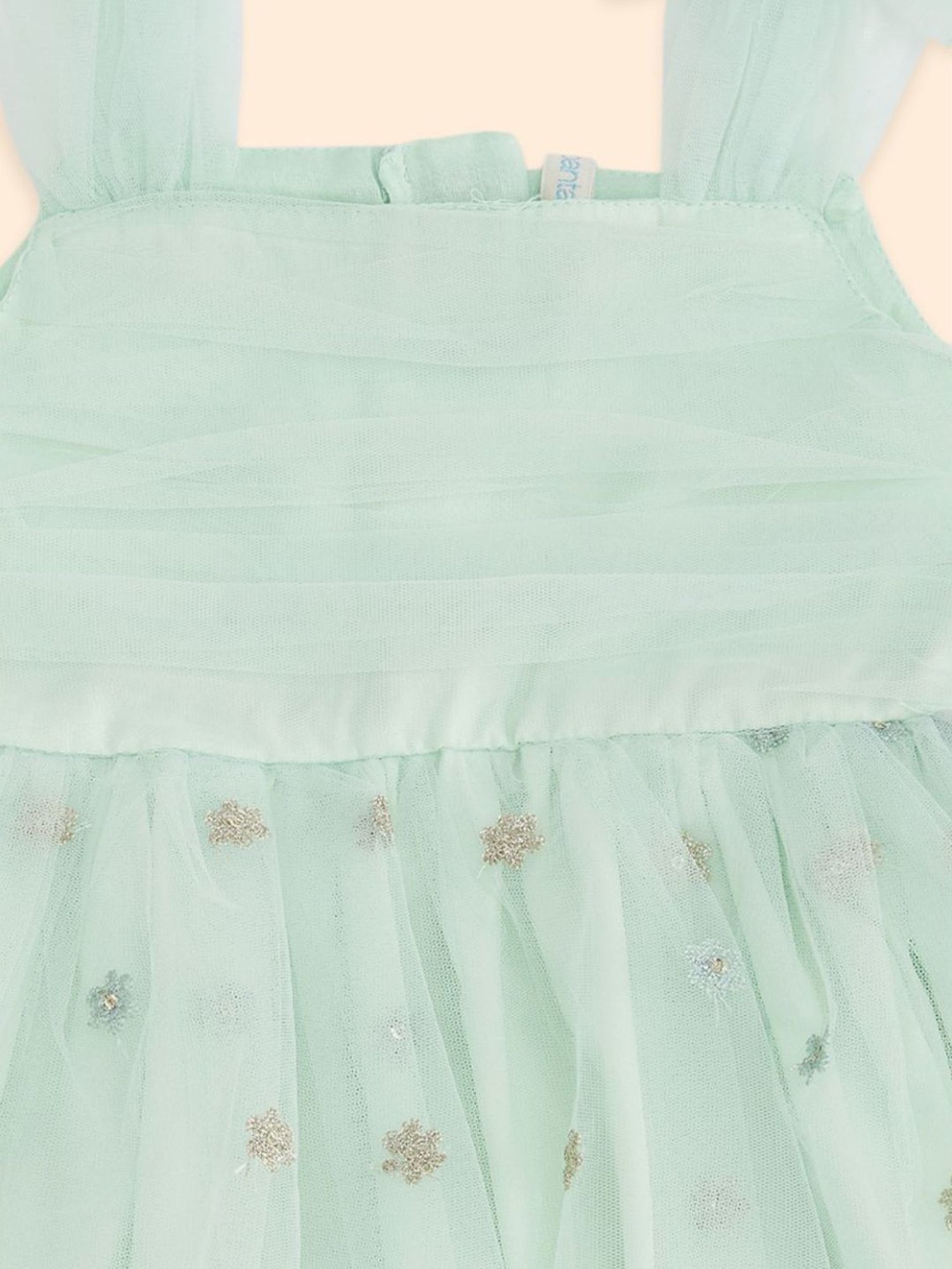 Pantaloons Baby Green Cotton Embroidered Party Dress