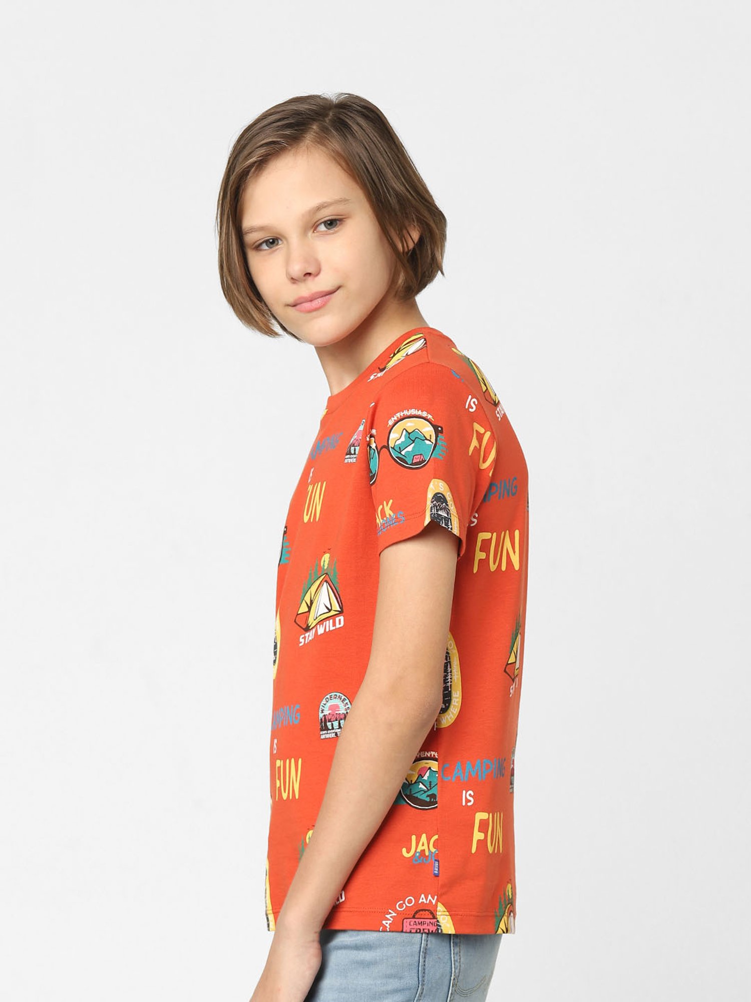 Jack & Jones Junior Orange Printed T-Shirt