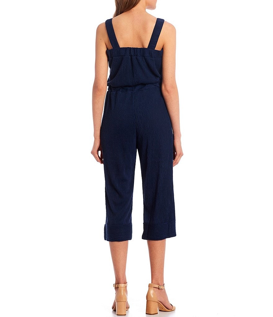 Angie Striped Strapless Smocked Bodice Ruffled Hem Jumpsuit