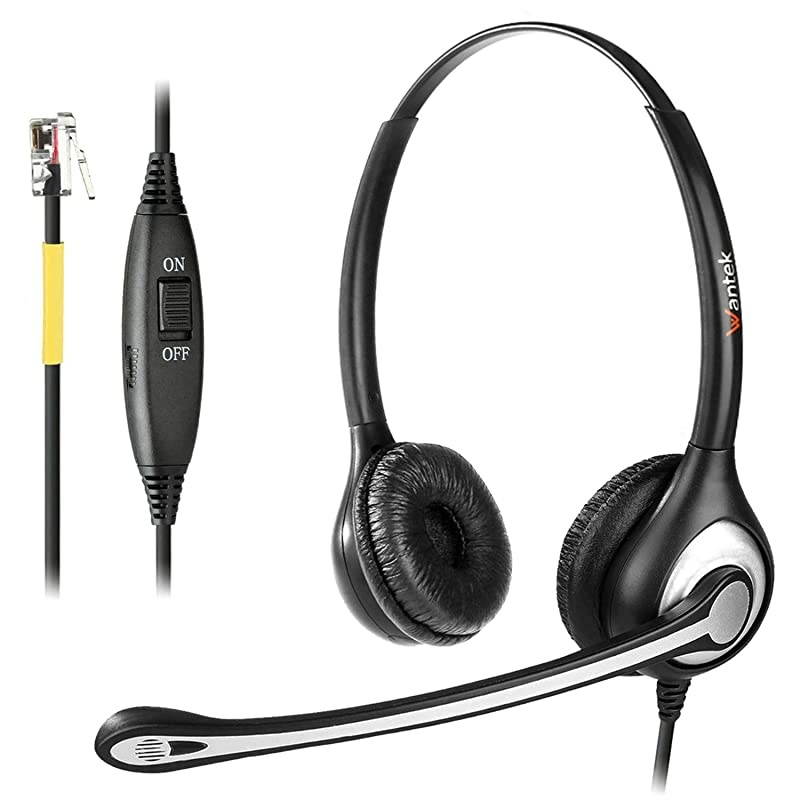 Corded Telephone Headset Dual with Noise Canceling Mic Work For Yealink T32G T38G T42G T46G T48G T21P T22P T28P T41P Avaya 1608 9608 9611G Grandstream Cisco Snom Panasonic KXT IP PhonesF602Y1