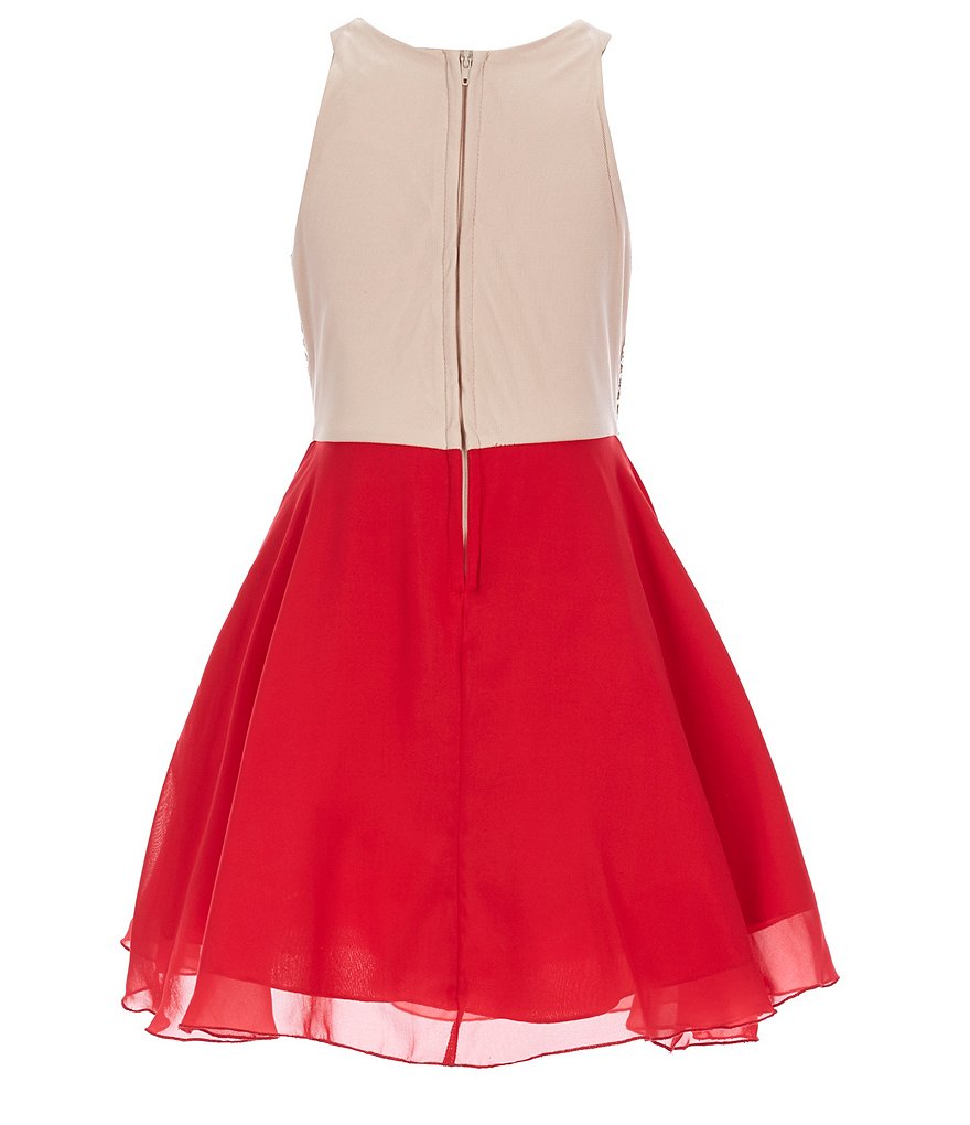 Tween Diva Big Girls 7-16 Sleeveless Rhinestone-Bodice Chiffon Dress