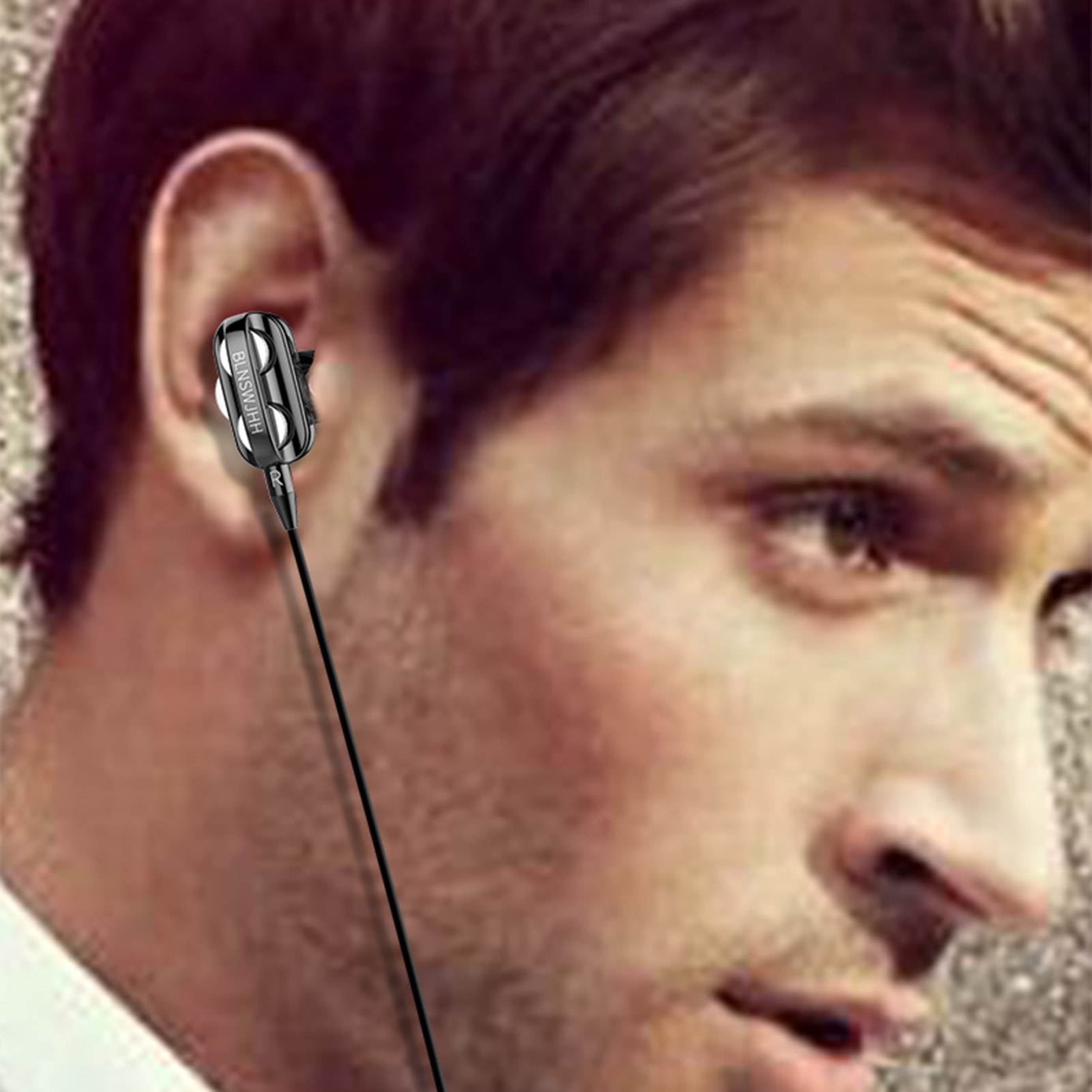 A4 Wired Earphone Dual Driver 3.5mm Port Bass Stereo In-Ear Sports Waterproof Earphone (Four-loudspeaker version)