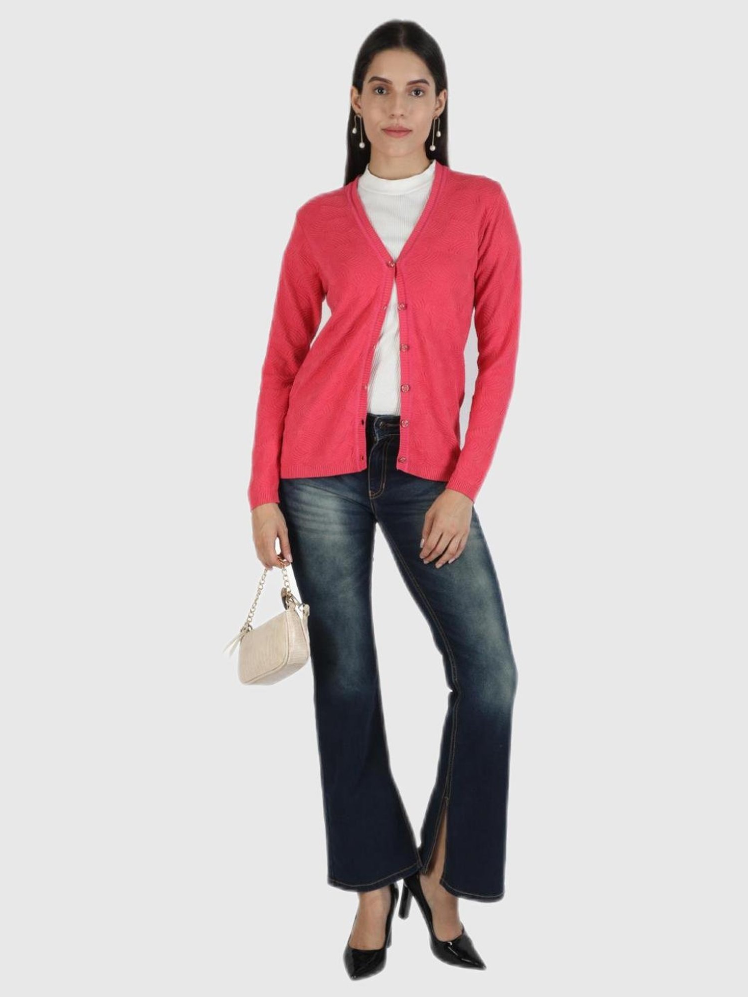Monte Carlo Pink Self Design Cardigan