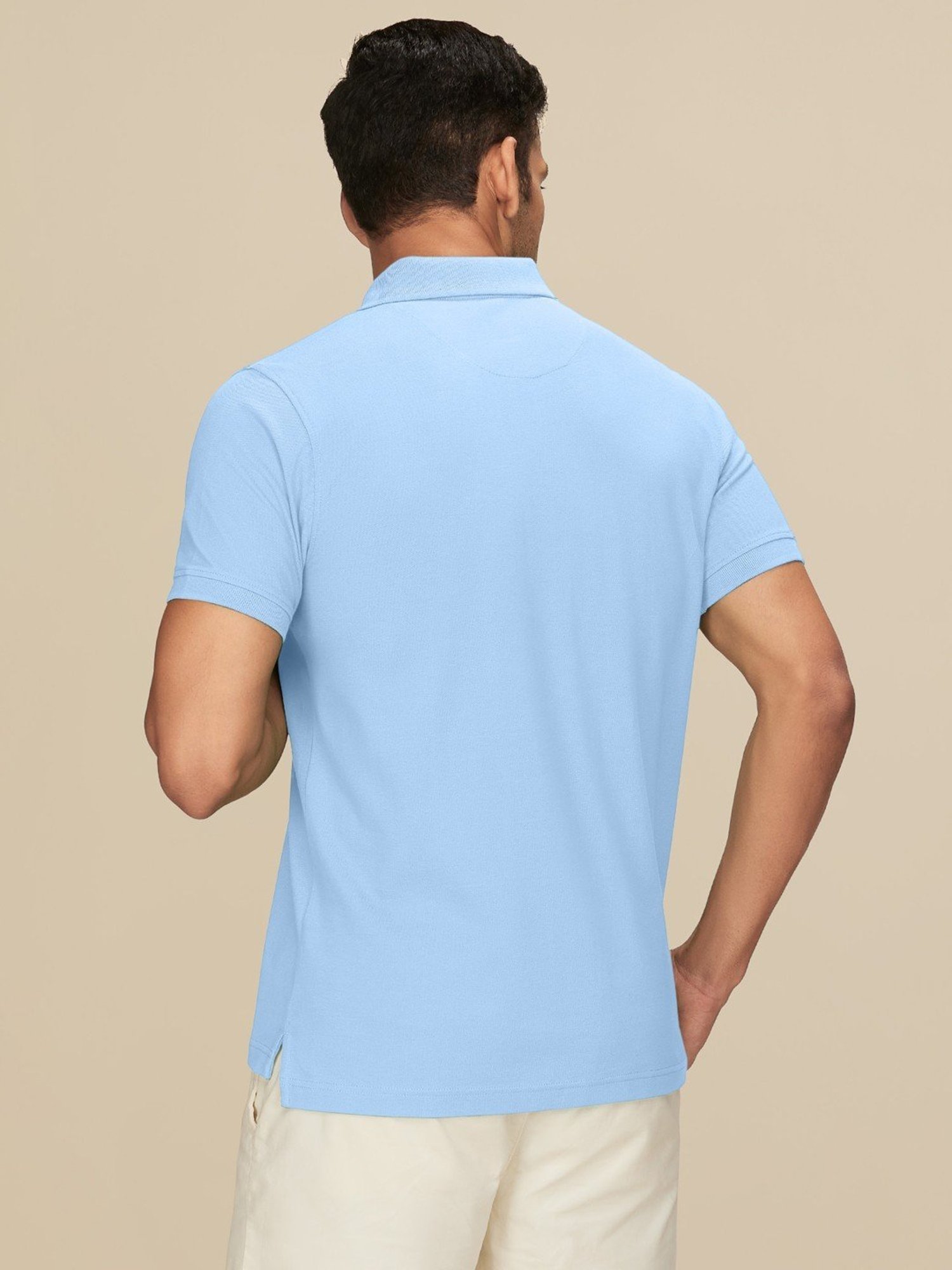XYXX Sky Blue Cotton Regular Fit Polo T-Shirts