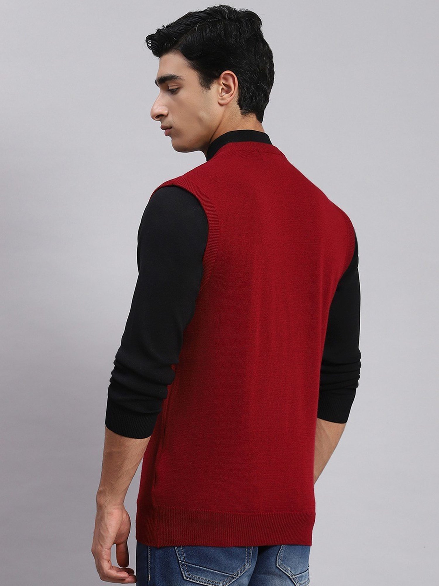 Monte Carlo Maroon Regular Fit Sweater