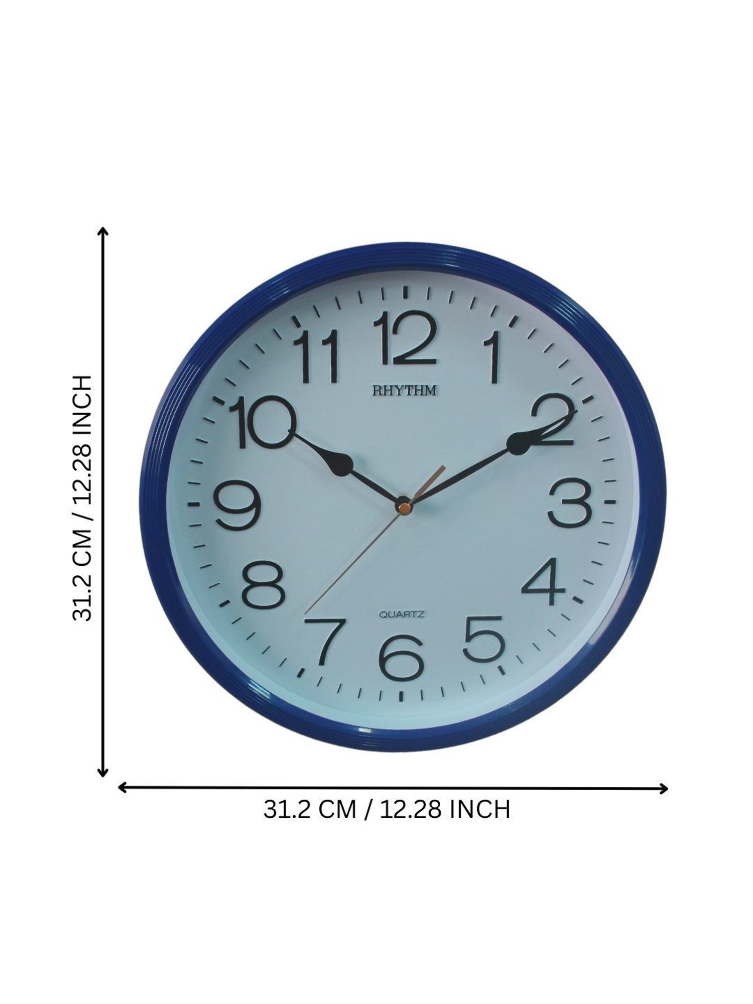 RHYTHM Elegant Round Blue Plastic Wall Clock