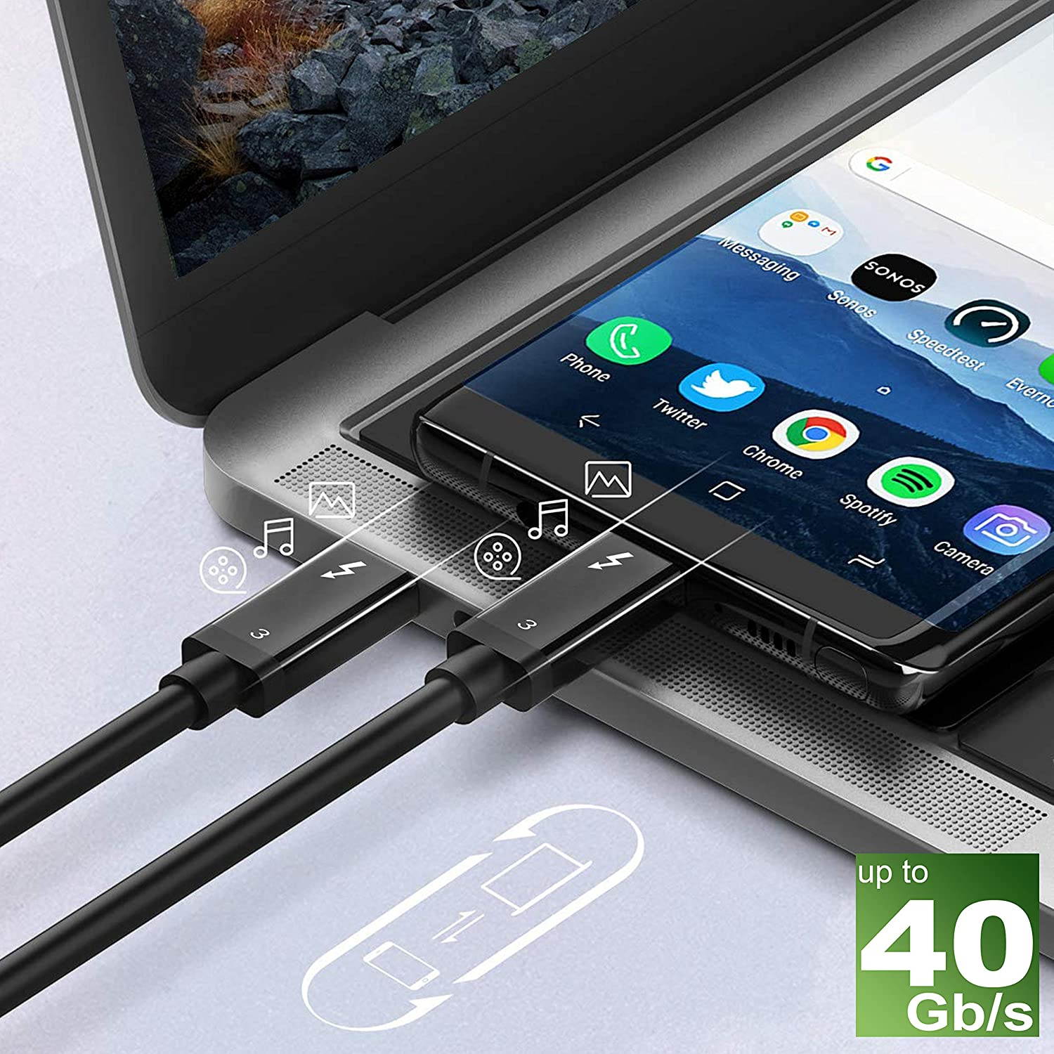 [Certified] NEWCARE Thunderbolt 3.0 Cable (USB-C to USB-C) Supports 100W Charging / 40Gbps Data Transfer, Compatible with USB 3.1 Gen 1 and 2, MacBook, Dell, Alienware 17,Chromebook and More (2.3ft)