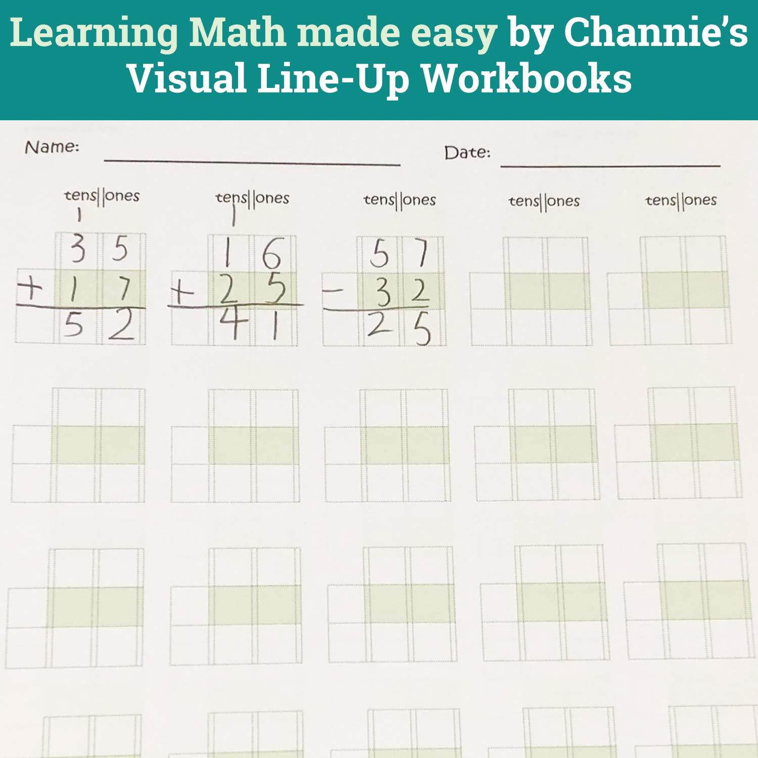 Channie's LR3779 Double Digit Math Lineup Workbook, Improve Math Accuracy for 1st-3rd Grades, White