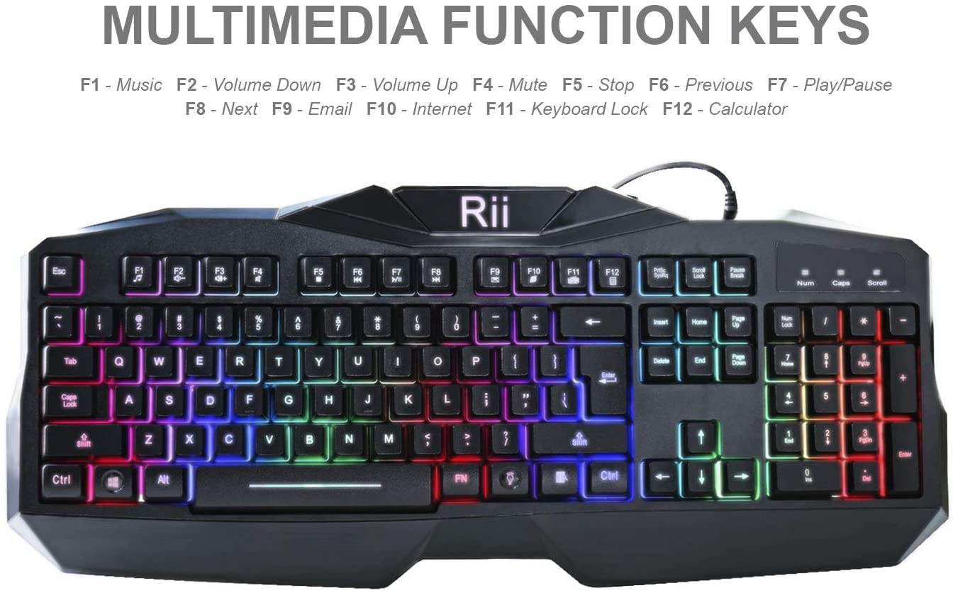 High Performance Gaming Keyboard and Mouse Combo,LED Rainbow Backlit USB Wired Computer Keyboard 104 Key,Spill-Resistant Design,Ergonomic Wrist Rest Keyboard Mouse Set for Windows PC Gamer. Black