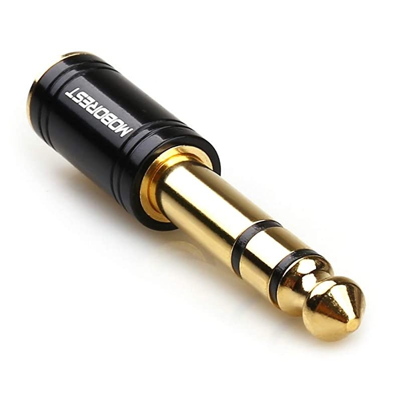 1/4'' (6.35mm) Male TRS Plug to 1/8'' (3.5mm) Female Socket Stereo Audio Jack Pure Copper Adapter for Headphone, Amp, Adapte - Black 1PCS
