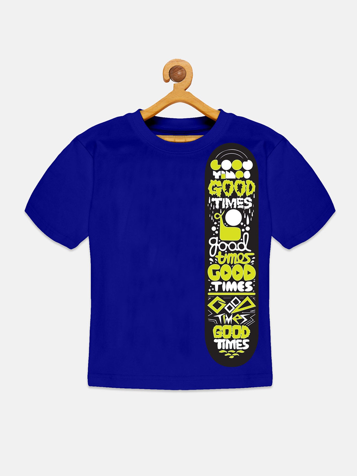 Kiddopanti Kids Lime Yellow & Royal Blue Printed T-Shirt (Pack Of 2)