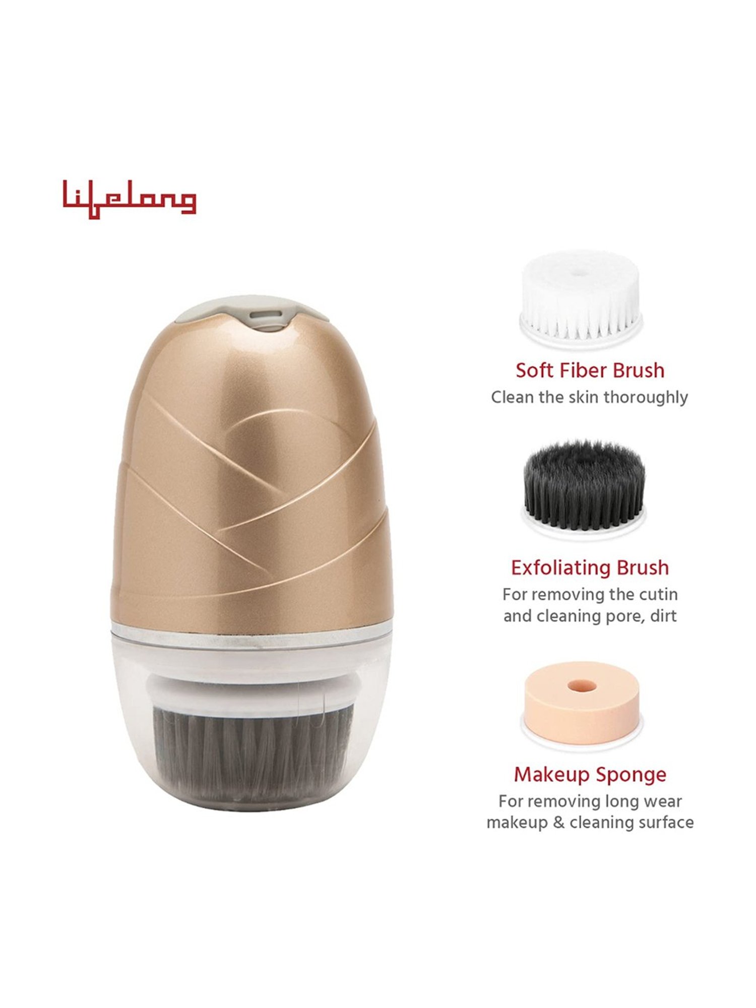 Lifelong LLM720 Rechargeable Face Cleaning Massager (Gold)