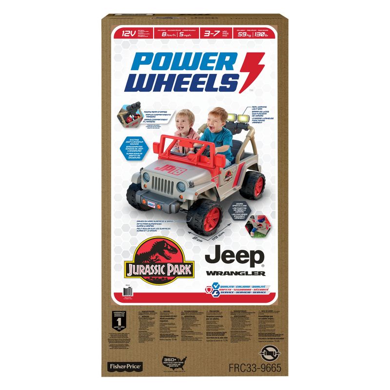 Power Wheels 12V Jurassic Park Jeep Wrangler Powered Ride-On - Cream/Red