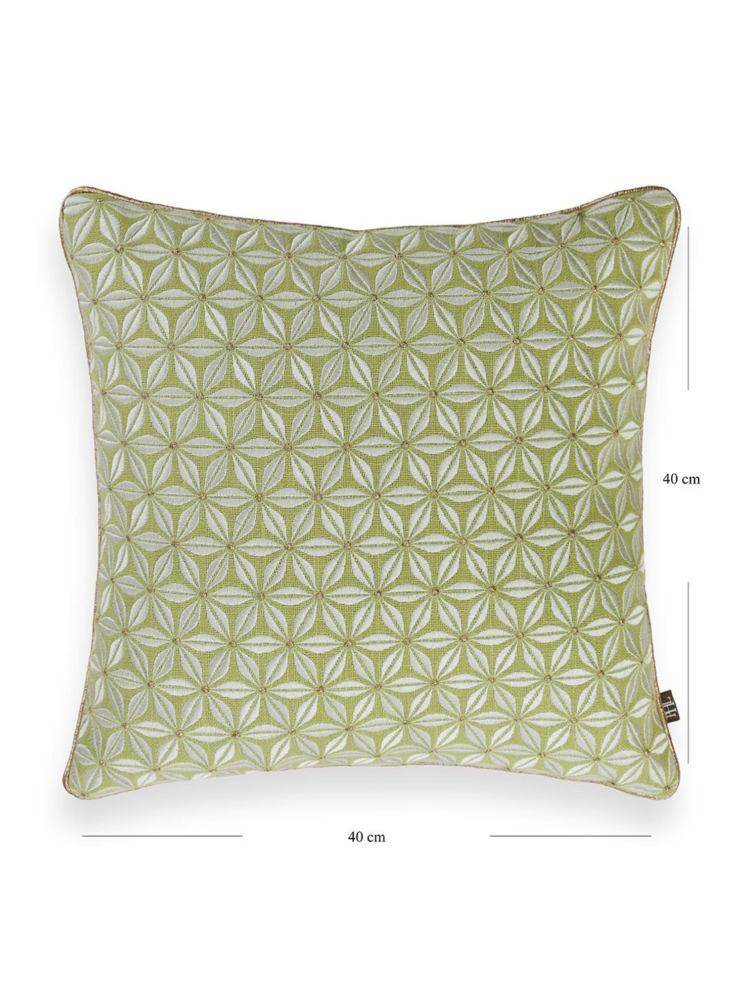Pure Home and Living Green Cotton Embroidery Cushion Cover