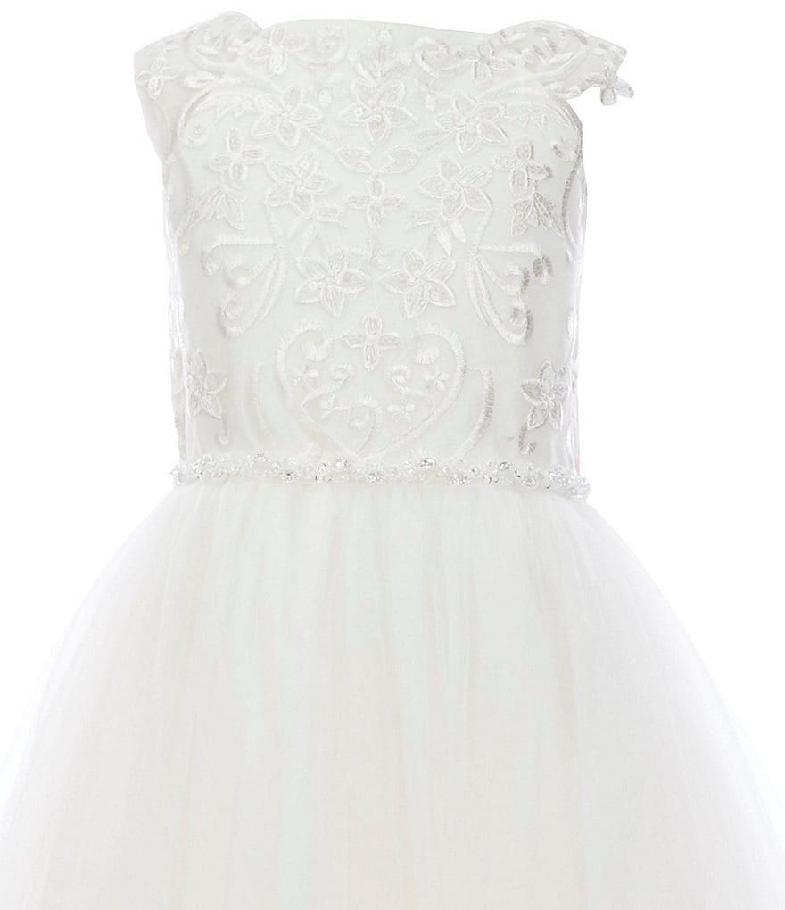 Us Angels Big Girls 6-14 Sleeveless Madison Embroidered Horsehair Communion Dress